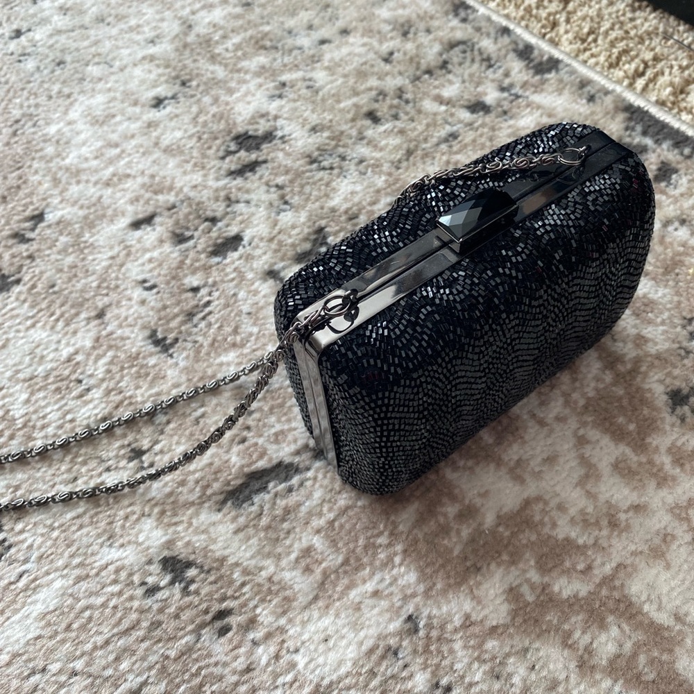 Mini Black Beaded Kate Landry Clutch
